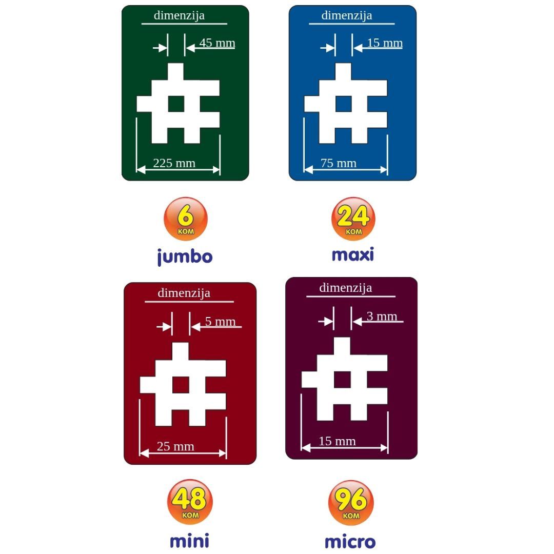 Mega puzle MIX 4 veličine