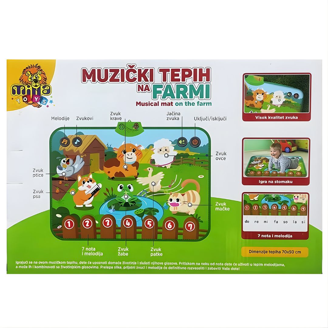 Muzički tepih za bebe farma