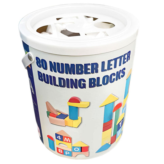 Set drvenih kockica - brojevi i slova 80 kom