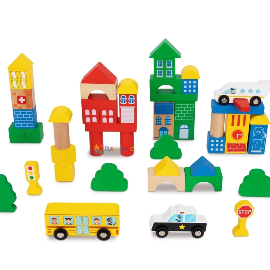 Drvene kocke grad 50 kom Tooky Toy