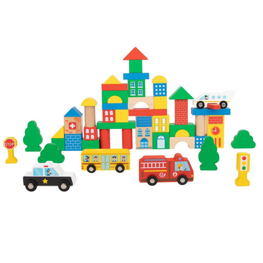 Drvene kocke grad 50 kom Tooky Toy