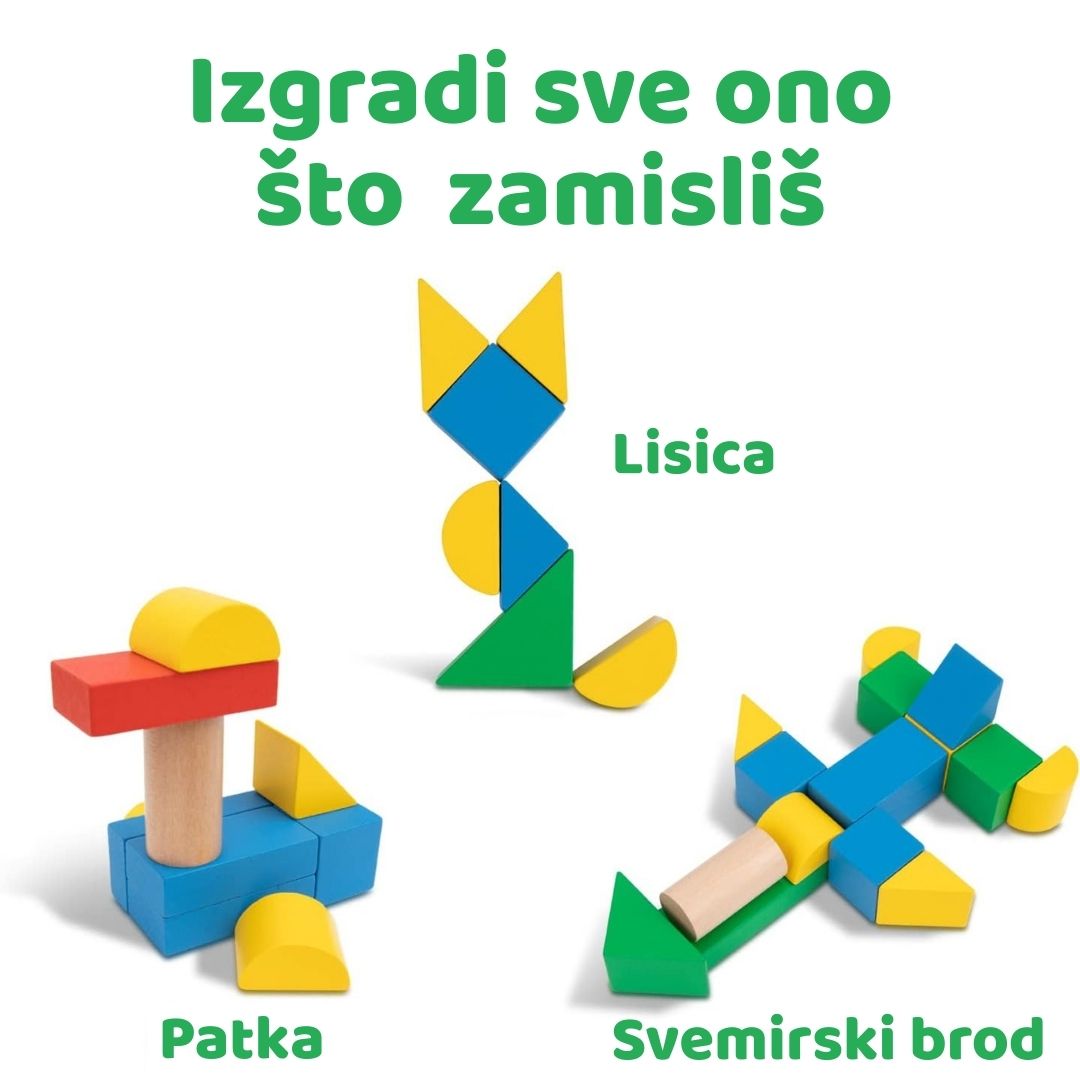 Drvene kocke grad 50 kom Tooky Toy