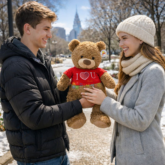 Plišani meda sa majicom I love you 45cm braon