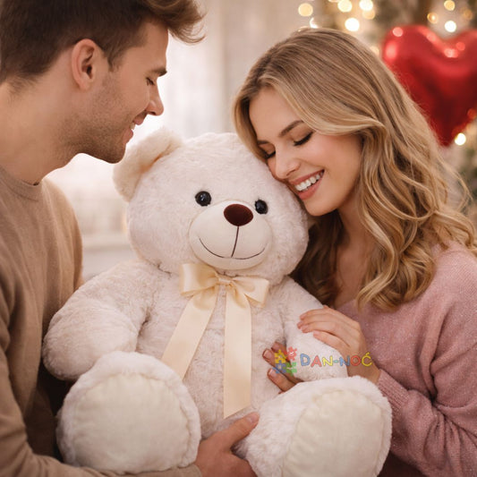 Plišani meda sa mašnom 50cm beli