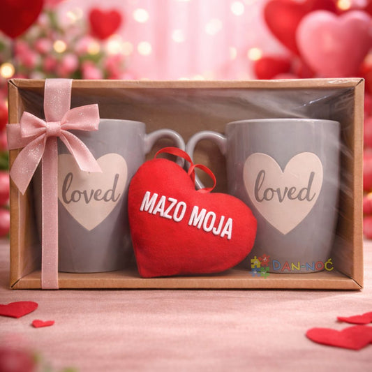 Set šolja 2-1 + poklon plišano srce MAZO MOJA