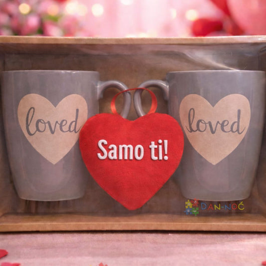 Set šolja 2/1 + poklon plišano srce SAMO TI