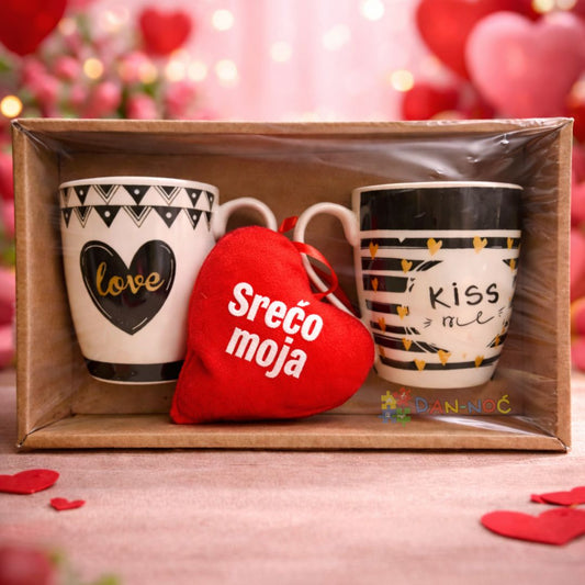 Set šolja 2/1 + poklon plišano srce SREĆO MOJA