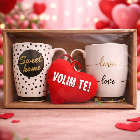 Set šolja 2/1 + poklon plišano srce VOLIM TE