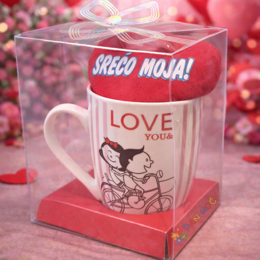 Šolja + poklon plišano srce SREĆO MOJA