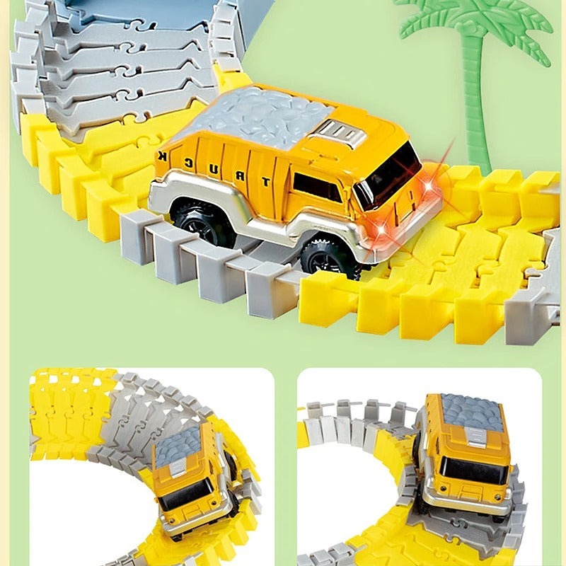 Građevinska auto-staza sa tunelom, mostom i vozilima - preko 144 delova