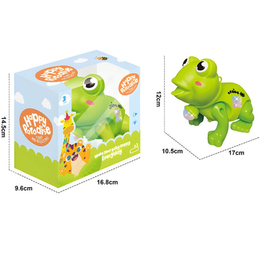 Muzička žaba sa projektorom – dimenzije igračke i pakovanja, svetleća i pokretna igračka za decu